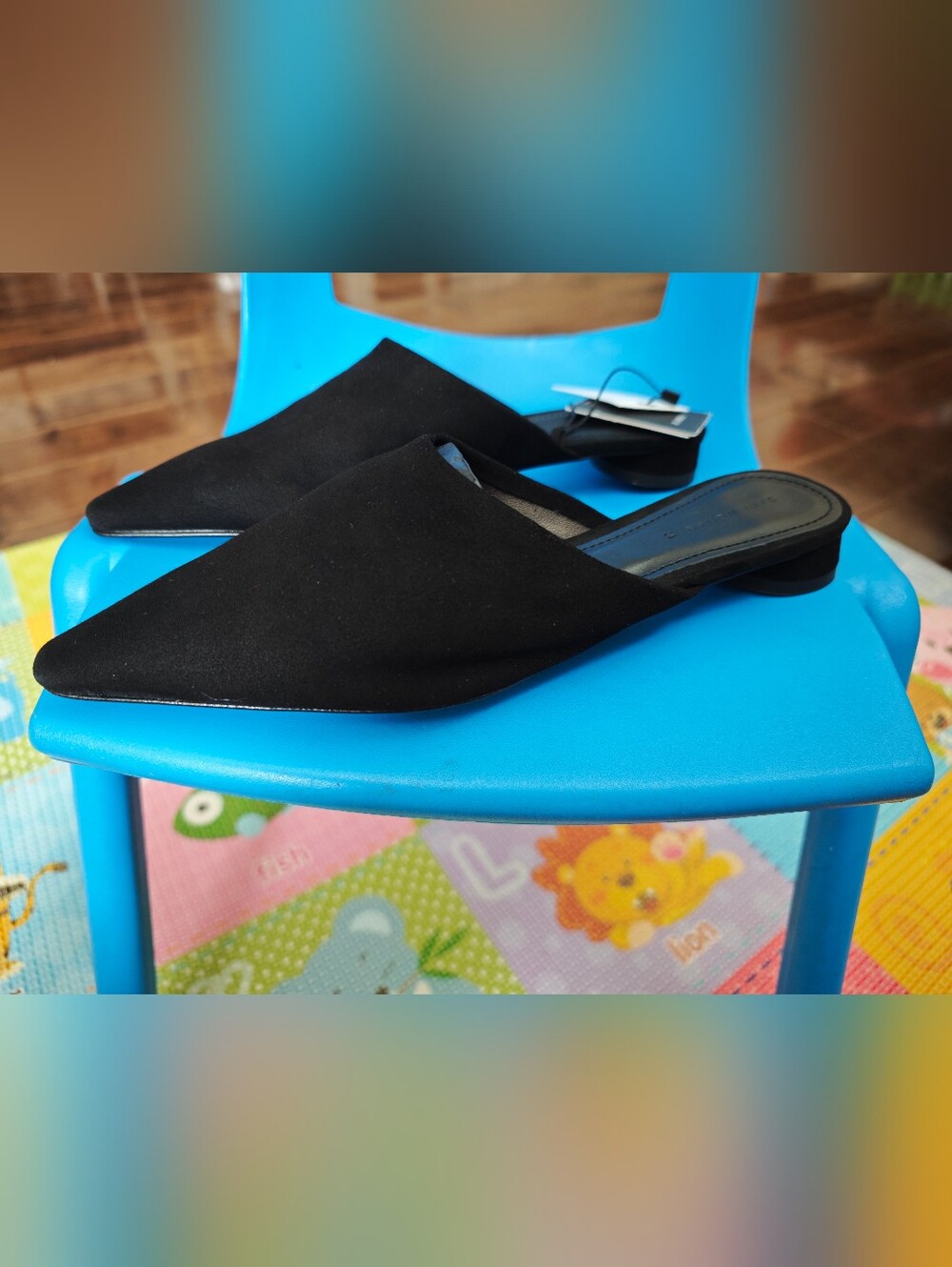 NWT ZARA BLACK SUEDE LEATHER POINTED TOE MULES